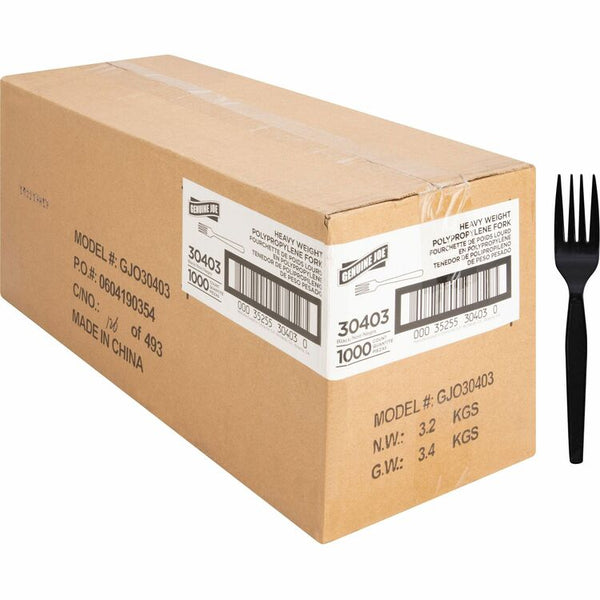 Genuine Joe Forks, Heavy-Weight, 1000/CT, Black (GJO30403)