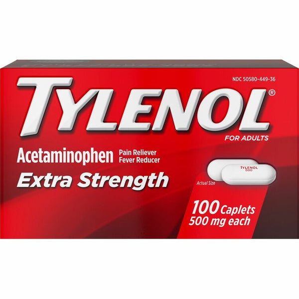 Tylenol Tylenol Extra Strength Caplets, 500mg, 100/BX (JOJ044909) Box of 100