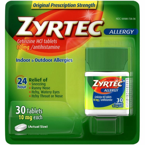 Zyrtec Zyrtec Allergy Tablets, 10mg, 30/BX (JOJ20436) Box of 30