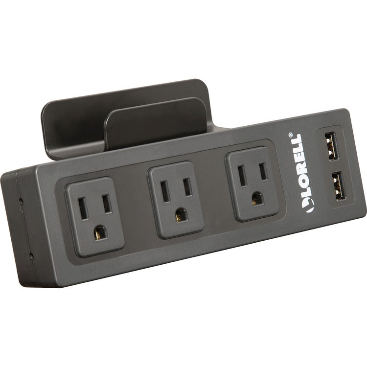 Lorell Desktop AC Power w/USB Charger, 3-Outlets, Black (LLR33994)