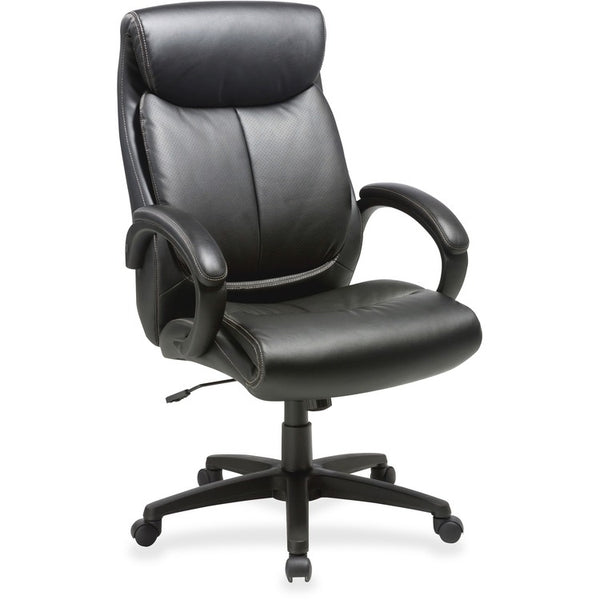 Lorell High Back Leather Chair, 28" x 31-3/4" x 45-1/2". Black (LLR59497)