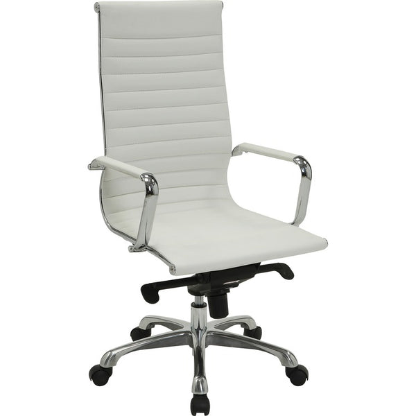 Lorell High Back Executive Chair, 24-3/8" x 25" x 47", White Leather (LLR59502)