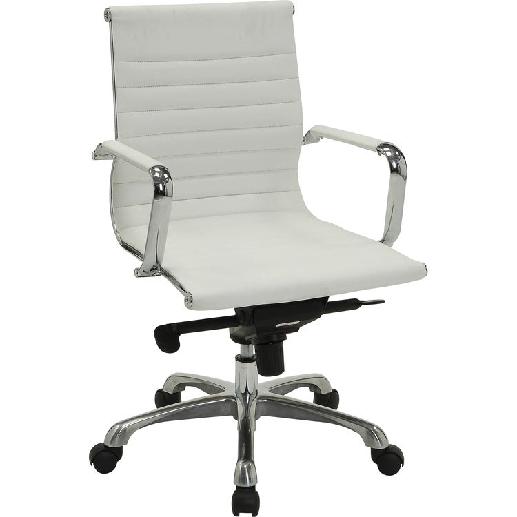 Lorell Modern Mid Back Chair, 24-3/4" x 25" x 39-3/8", White (LLR59503)