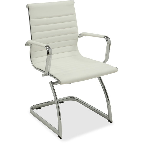 Lorell Guest Midback Chair, 23-3/4" x 23-1/2" x 35-1/2", White Leather (LLR59504)