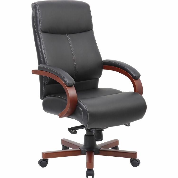 Lorell High Back Executive Chair, 27" x 31" x 47", Black/Mahogany (LLR69532)