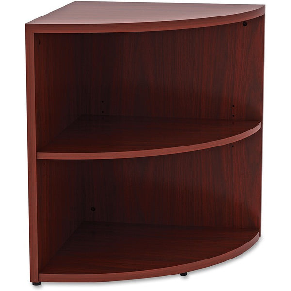 Lorell Laminate Corner Bookcase, 23-3/5" x 23-3/5" x 29-1/2", Mahogany (LLR69893)