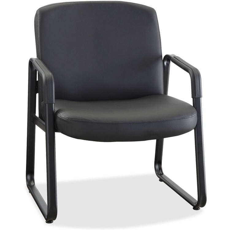 Lorell Leather Guest Chair, 26-1/4" x 27-1/4" x 35", Black (LLR84587)