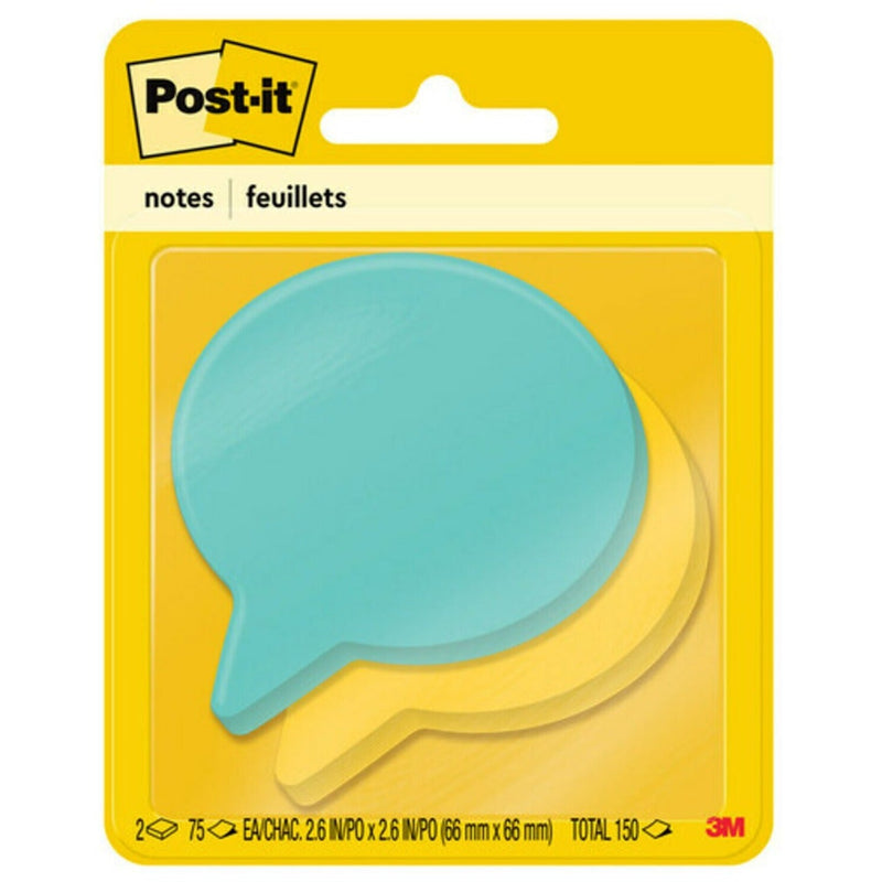 Post-it&reg; Super Sticky Die Cut Notes, 2/PK, Blue/Yellow (MMM7350BLB) Pack of 2