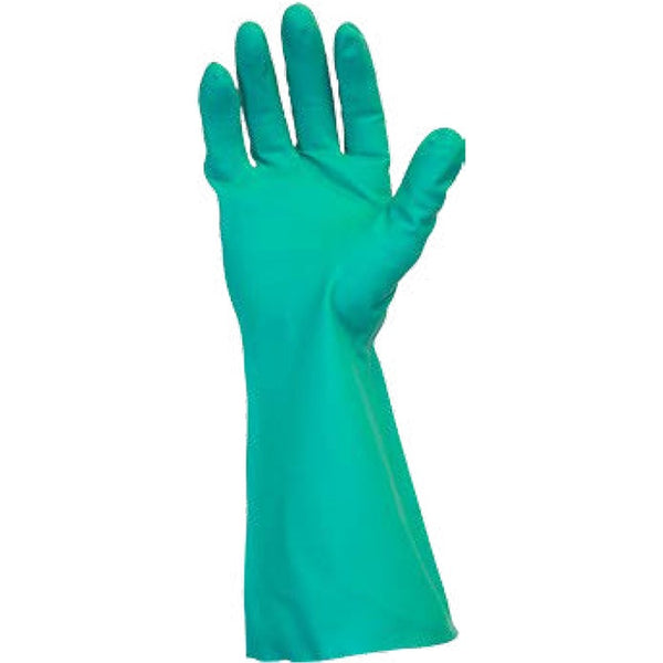 Safety Zone Green Flock Lined Nitrile Gloves - Chemical Protection - X-Large Size - Green (SZNGNGFXL15C) Dozen