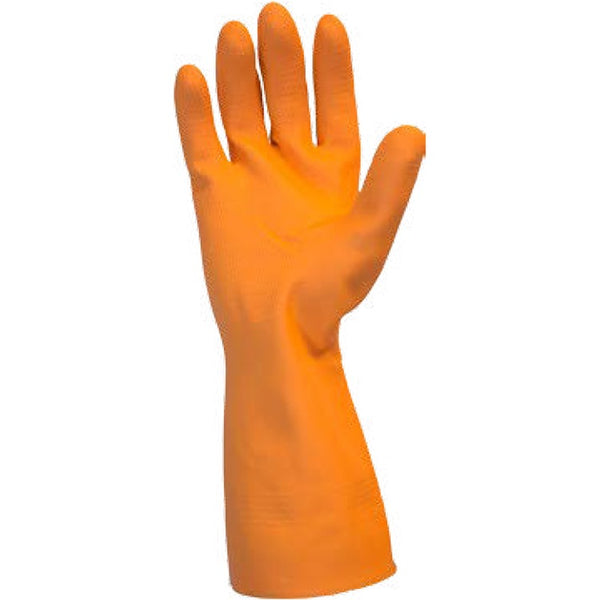 Safety Zone Orange Neoprene Latex Blend Flock Lined Latex Gloves - Chemical Protection - Small Size - Orange (SZNGRFOSM1SF) Dozen