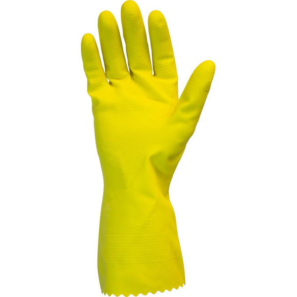 Safety Zone Yellow Flock Lined Latex Gloves - Chemical Protection - Large Size - Yellow (SZNGRFYLG1S) Dozen