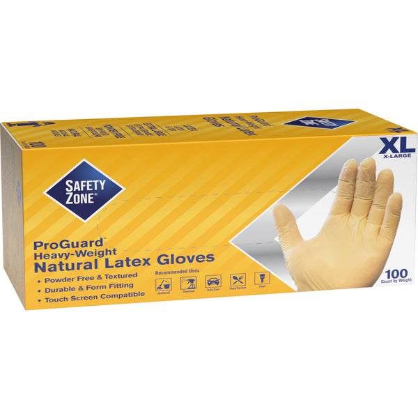 Safety Zone Powder Free Natural Latex Gloves (SZNGRPRXL1T8) Box of 100