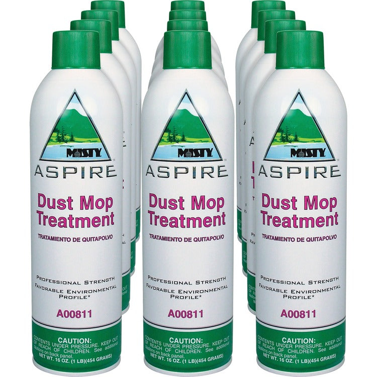 MISTY Aspire Dust Mop Treatment, Lemon Scent, 20 oz. Aerosol Can, 12/Carton (AMR1038049CT)