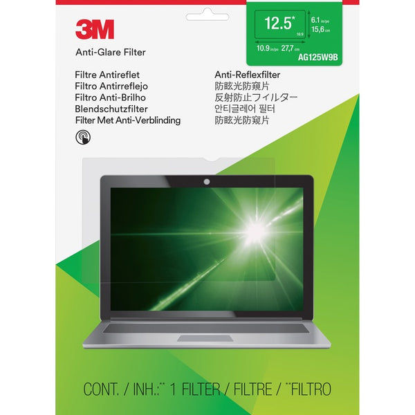 3M Antiglare Frameless Filter for 12.5" Widescreen Laptop, 16:9 Aspect Ratio (MMMAG125W9B) Each