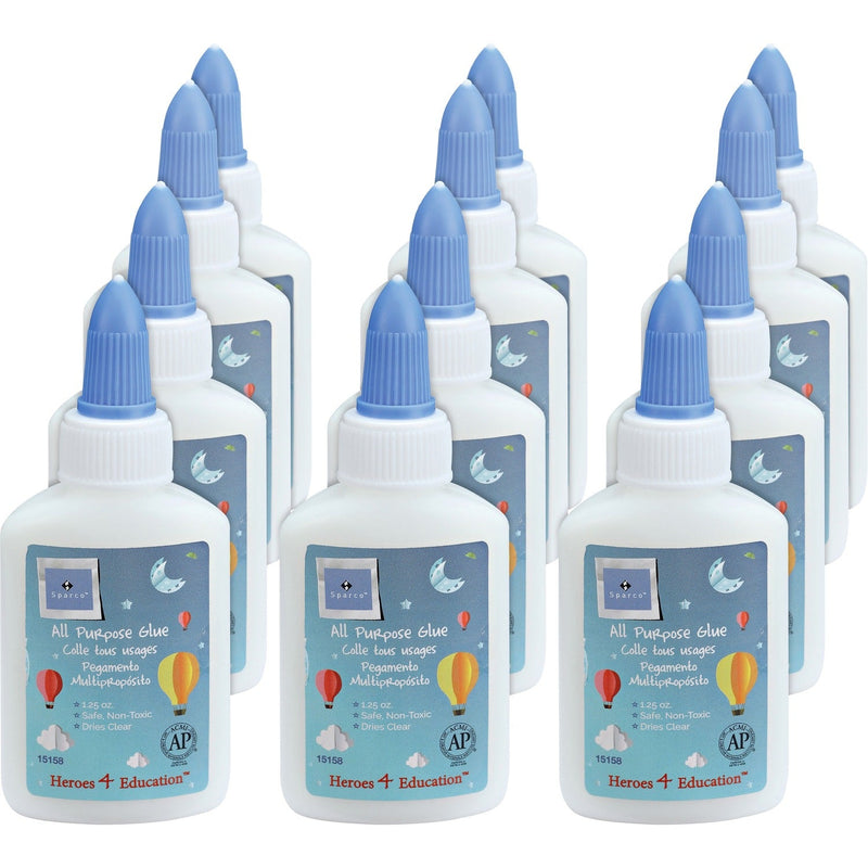 Sparco School Glue, 1.25oz., 12/BX, White (SPR15158) Box of 12