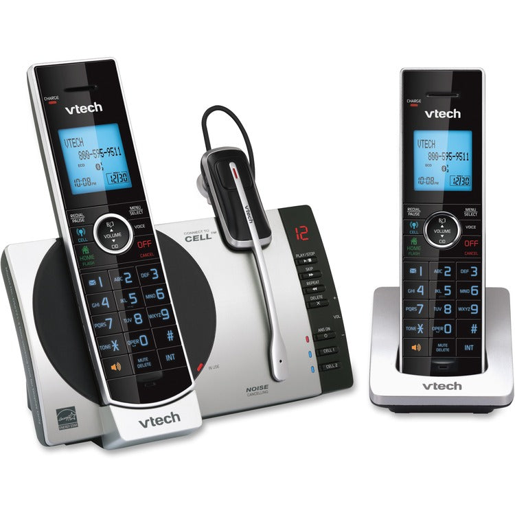 VTech Cordless Headset Phone System, f/Cell Phone, 2 Handset, Black (VTEDS67713)