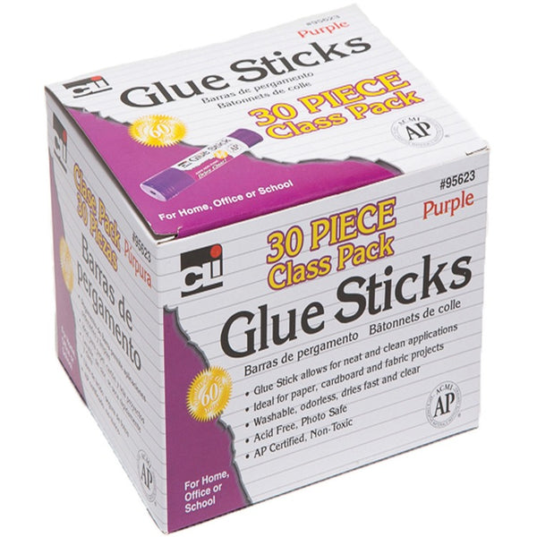 CLI Glue Stick Class pack, .28oz., 30/BX, Purple (LEO95623)