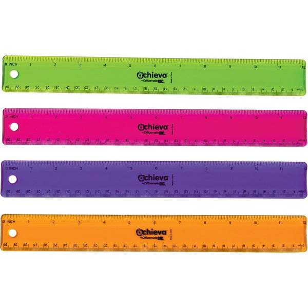 Officemate Flexible Ruler, 12", 12/PK, Assorted (OIC30209) Pack of 12