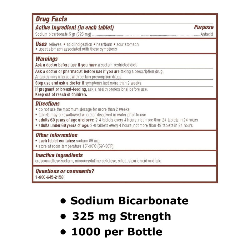 Major® Antacid 325 mg Strength Tablet 1000 per Bottle (981044_BT) 1/BT