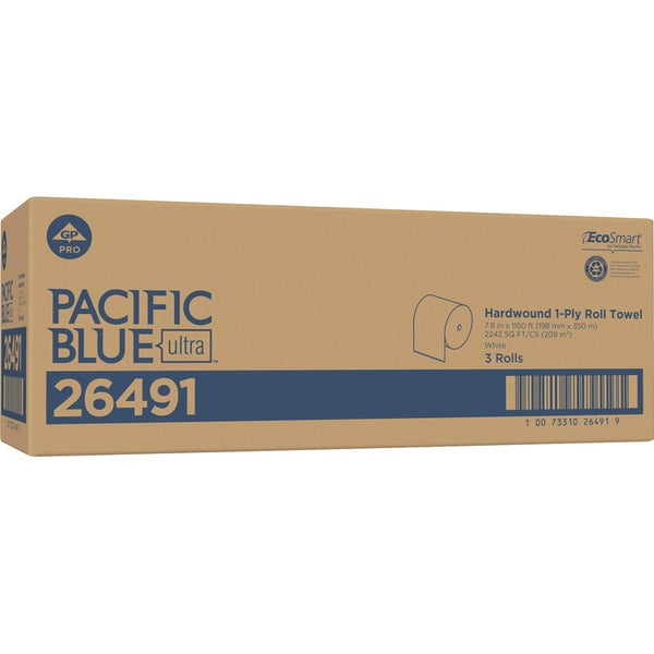 Pacific Blue Ultra 8" High-Capacity Recycled Paper Towel Roll, White, 26490, 1150 Feet Per Roll, 3 Rolls Per Case (GPC26491) Case of 3