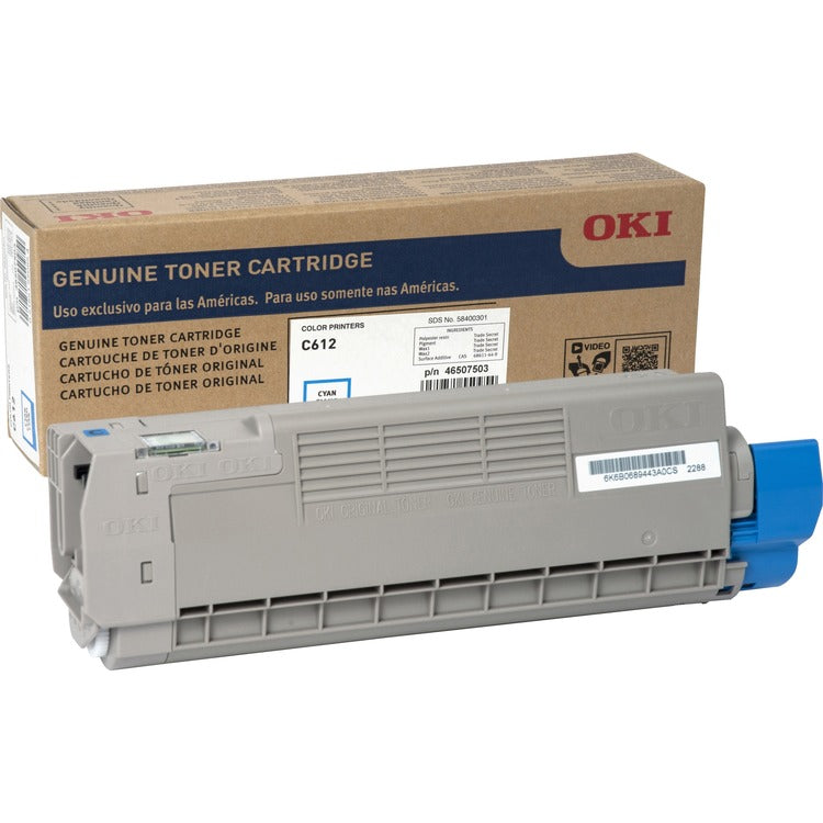 Oki Toner Cartridge for C612, 6,000 Page Yield, Cyan (OKI46507503)
