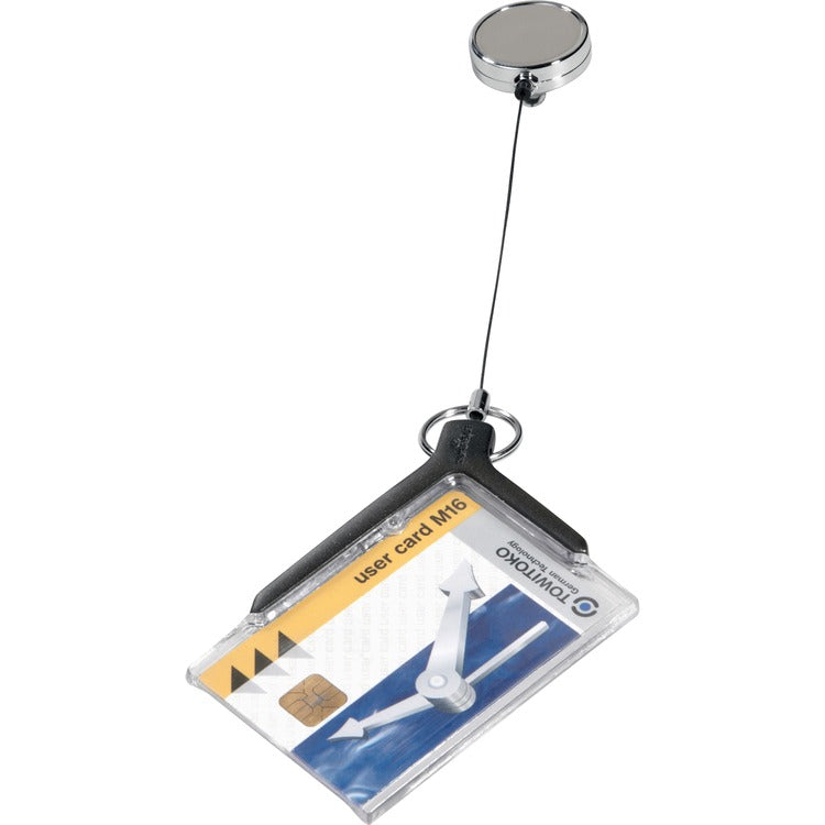 DURABLE Card Holder Deluxe Badge Reel, 10/BX, Clear (DBL830758) Box of 10