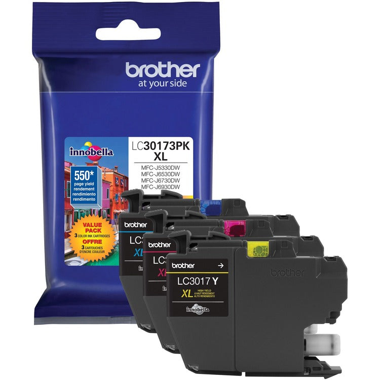 Brother Ink Cartridge, f/MFC-J5330DW, 550 Page Yield, 3/PK, AST (BRTLC30173PK) Pack of 3