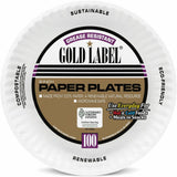Gold Label 9" Dinnerware Paper Plates, 9", White, 100/Pack (AJMCP9GOEWHPK) Pack of 100