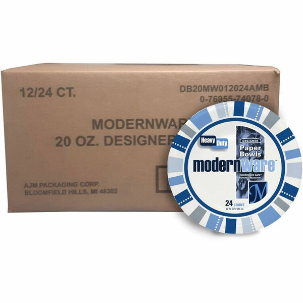 ModernWare Modernware Paper Bowls, Heavy-Dty, 20oz., 288/CT, MI (AJMDB20MW012) Case of 288