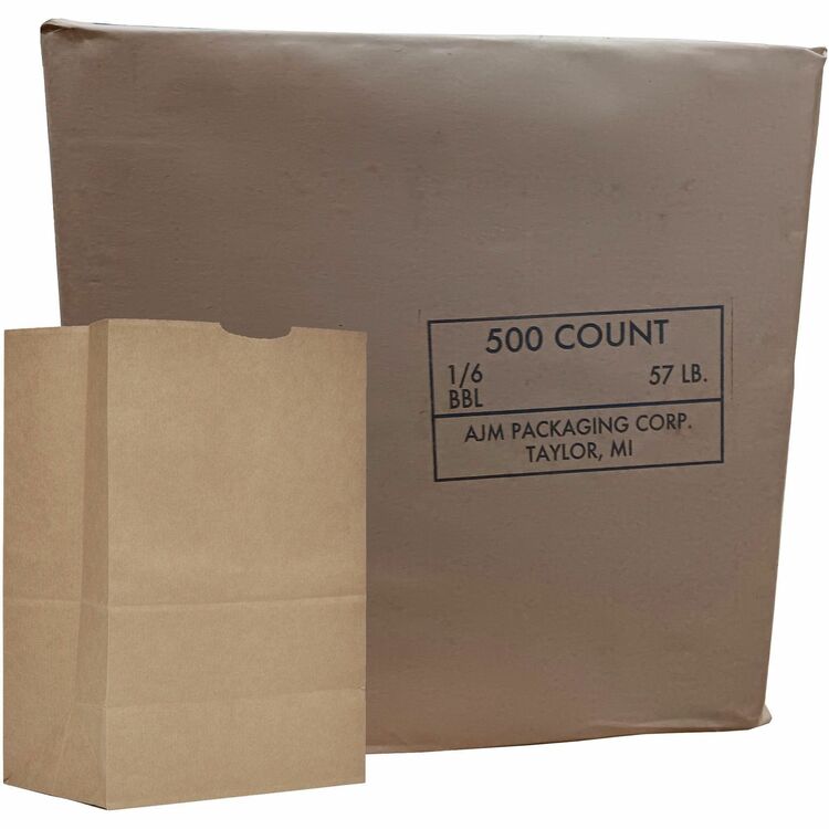 AJM Grocery Sacks, No. 57, 500/CTM Kraft (AJMGS57NP5C) Case of 500