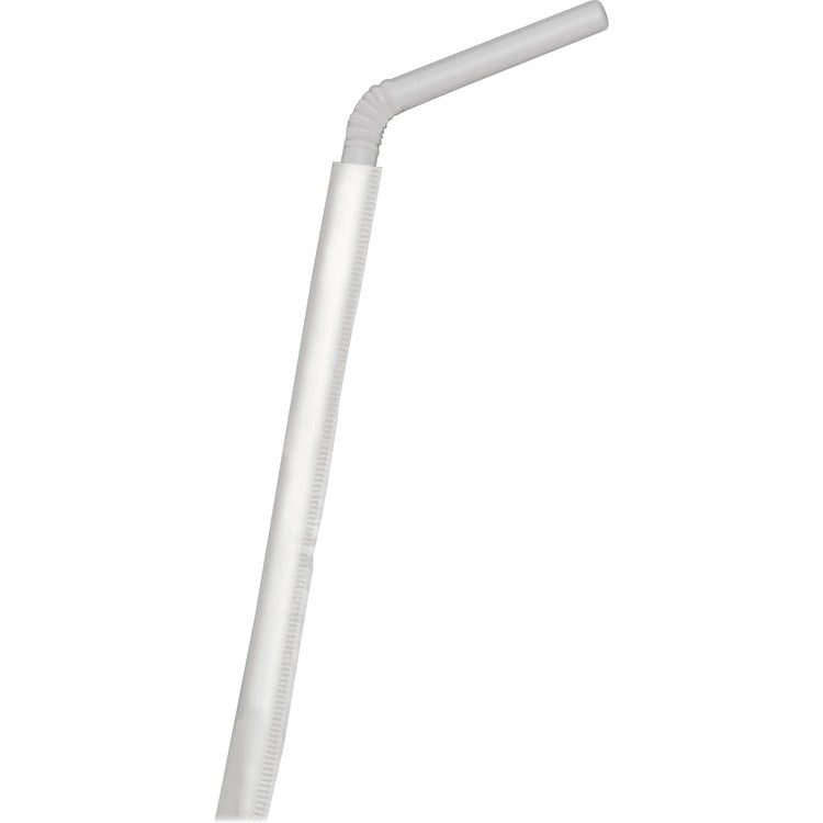 D&W Flexible Straws, 7.75", Wrapped, 1600/CT, Translucent (DZOGDSFW4400) Case of 1600