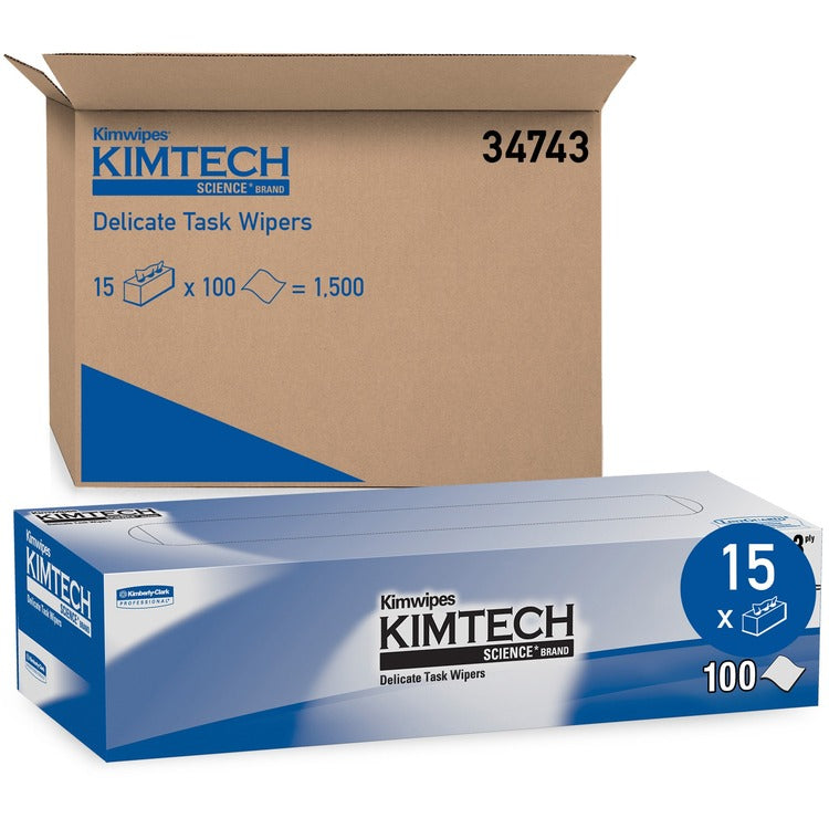 KIMTECH Delicate Task Wipers, 3-Ply, 119 Sheets, 15BX/CT, White (KCC34743CT)