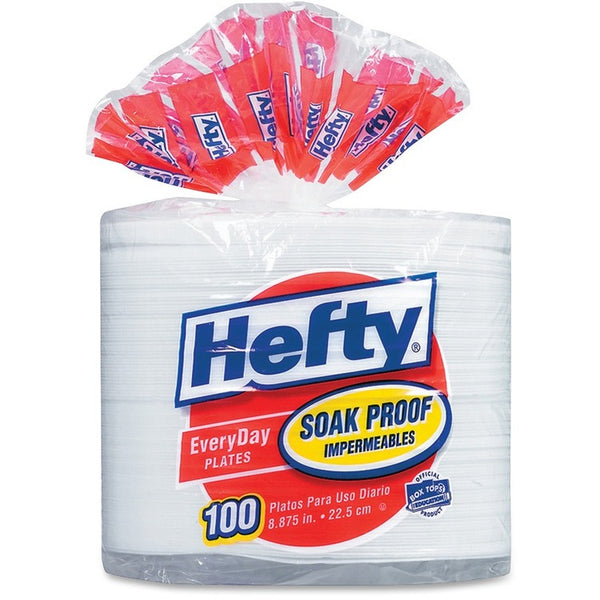 Hefty Soak Proof Tableware, Foam Plates, 8 7/8" dia, 100/Pack (RFPD28100CT) Case of 600