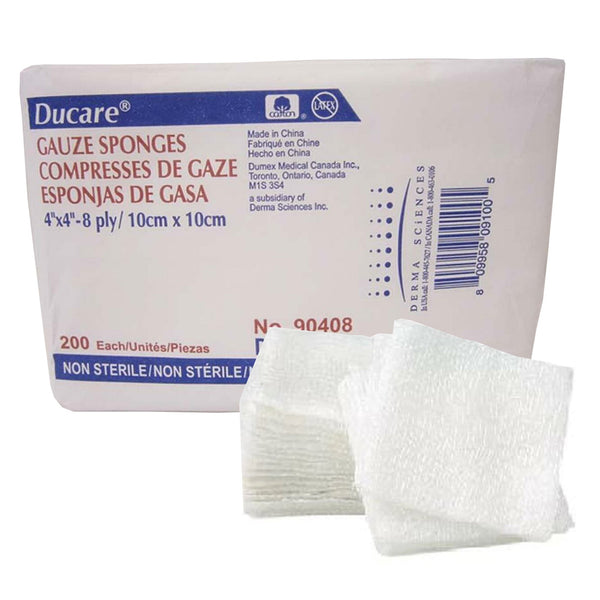 Ducare Gauze Sponge 4 X 4 Inch 8-Ply NonSterile 200 per Pack (645797_CS) 4000/CS