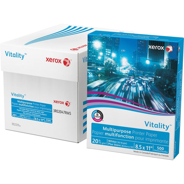 Xerox Copy Paper, 20 lb., 8-1/2" x 11", 92 GE/102 ISO, 40CT/PL, White (XER3R02047PL)