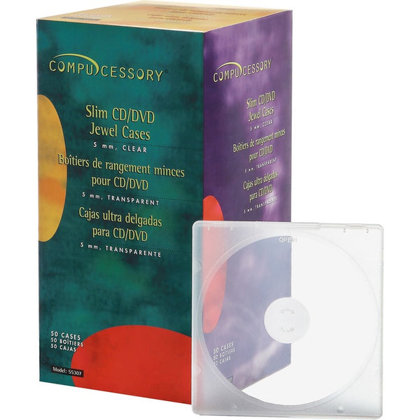 Compucessory CD Case, Slim, 50/PK, Clear (CCS55307) Pack of 50