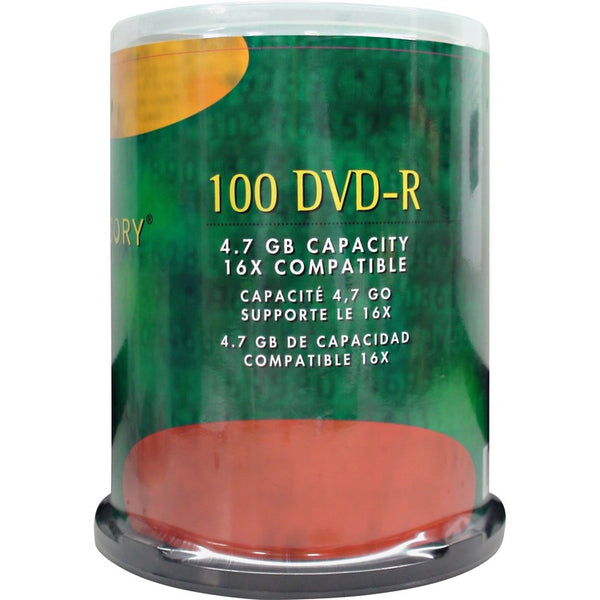 Compucessory DVD-R, 700MB, 80Min, 100/PK (CCS72103) Pack of 100