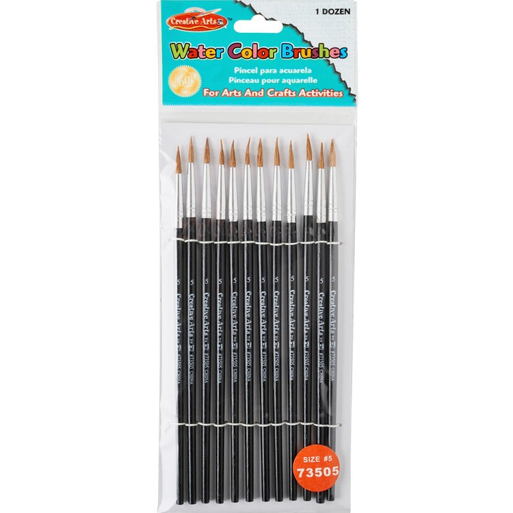 CLI Water Color Brush, No. 5, 5/8", 12/PK, Black (LEO73505)