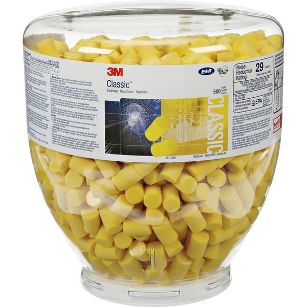 E-A-R Classic Earplugs, Uncorded, 500/Bottle, Yellow (MMM3911001) Each