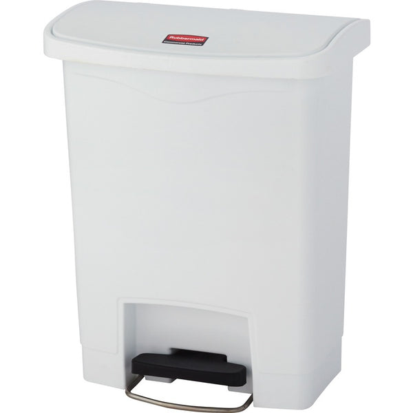 Rubbermaid Commercial Slim Jim Resin Step-On Container, Front Step Style, 8 gal, White (RCP1883555) Each