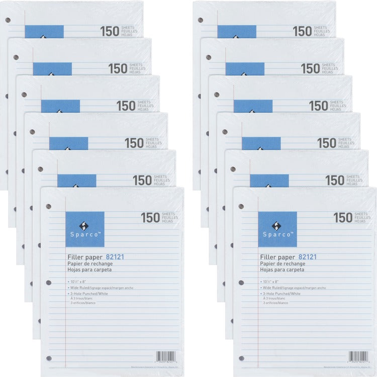 Sparco Filler Paper, Wide-Ruled, 10-1/2" x 8", 16 lb., 1800 Sheet-pack (SPR82121BD) 1800 per Bundle