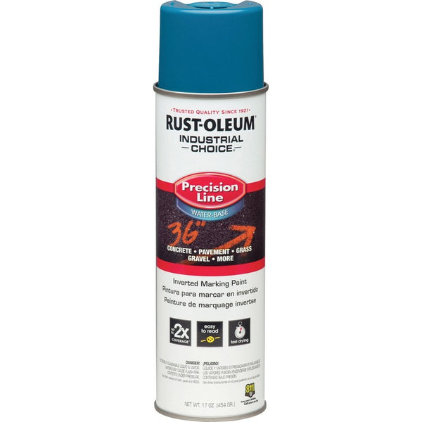 Rust-Oleum Marking Paint Spray, Water-Based, 17 oz., APWA Caution Blue (RST203031) Each