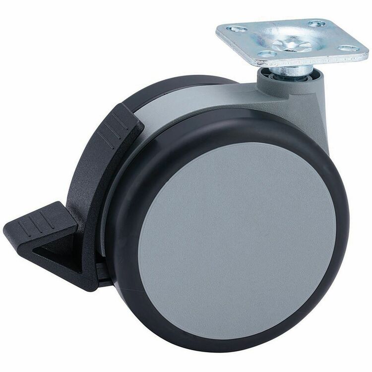 Master Caster Gemini Heavy-Duty Twin Wheel Hard Floor Casters with Brake, J Plate, Gray, 4/Set (MAS71444) Set of 4