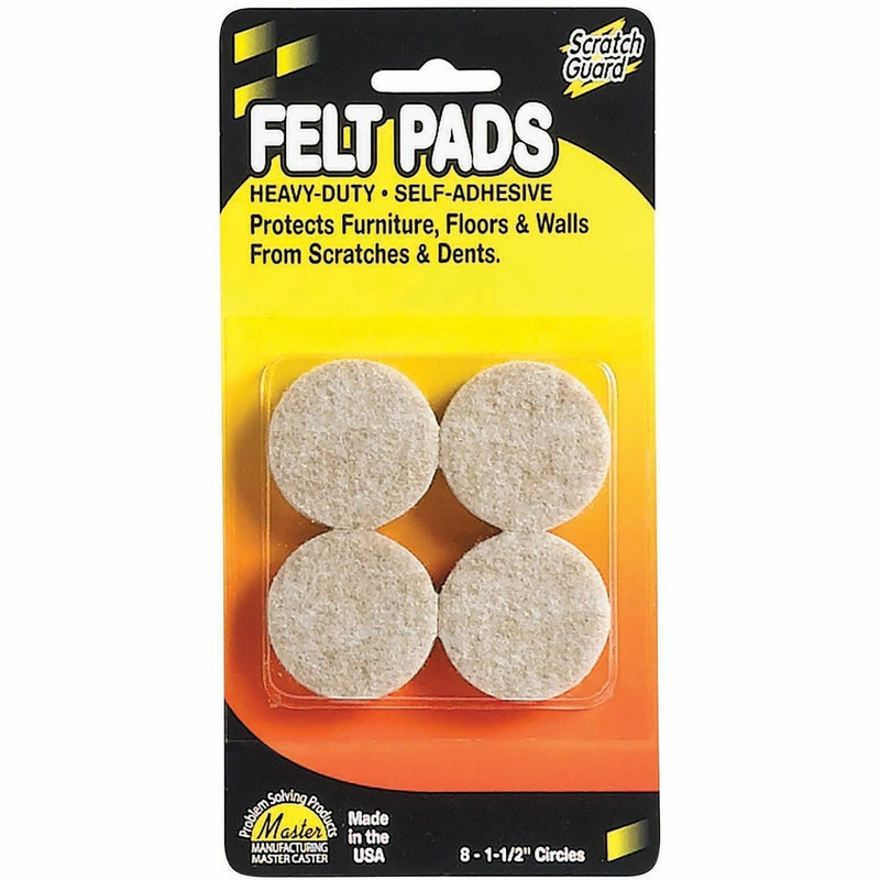 Scratch Guard Scratch Guard&reg; Felt Circles, Self-adhesive, Polyester Felt, 3/16" Thick, 1-1/2" Dia., Beige, 8/pk (MAS88497) 1 Pack