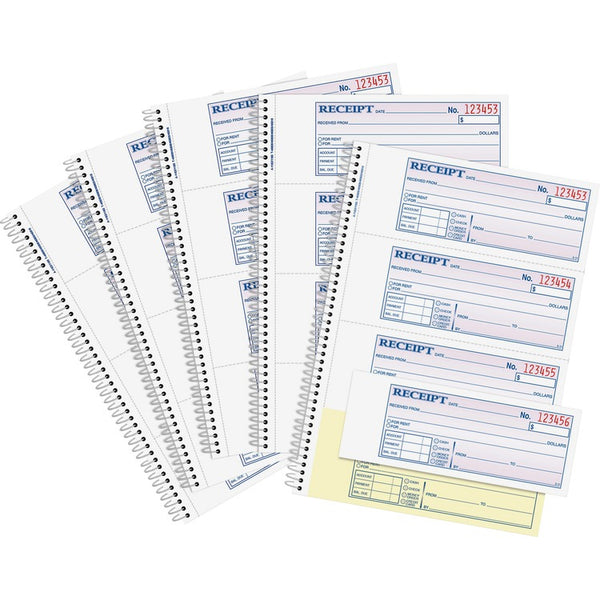 Adams Money Receipt Book, Spiral, 2-Part, 7-5/8" x 11", 1000/PK (ABFSC1182PK) Pack of 5