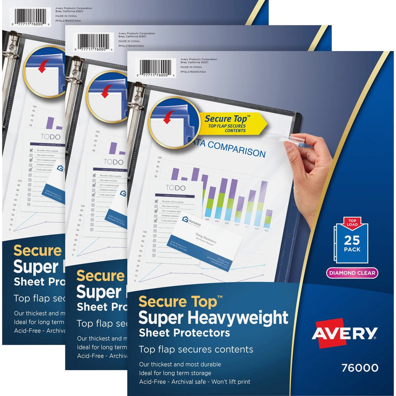 Avery&reg; Sheet Protectors, Super Heavy-weight, Clear (AVE76000BD) Pack of 75