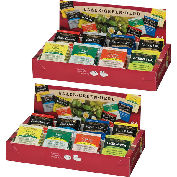 Bigelow&reg; Tea Tray Packs, 8 Assorted Teas, 128/BX (BTC10568BD) Pack of 2