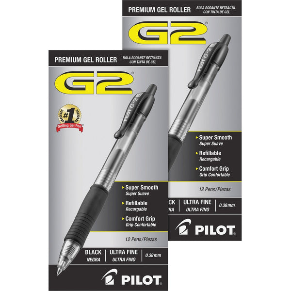 Pilot Retractable Pens, Ultra Fine,  Clear Barrel/Black Ink (PIL31277BD)