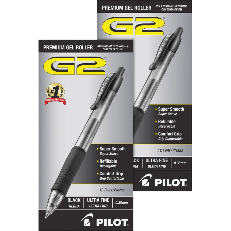 Pilot Retractable Pens, Ultra Fine,  Clear Barrel/Black Ink (PIL31277BD)