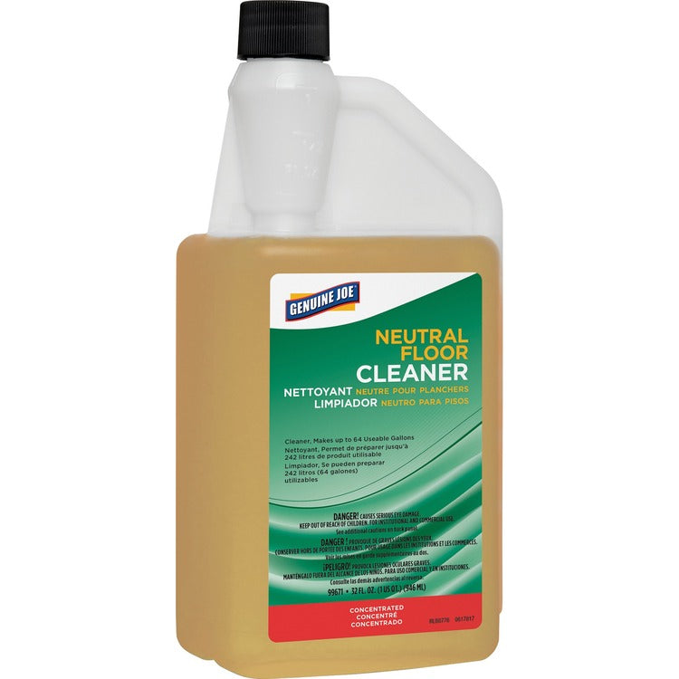 Genuine Joe Floor Cleaner, Concentrated, Neutral pH, 32. oz. (GJO99671)